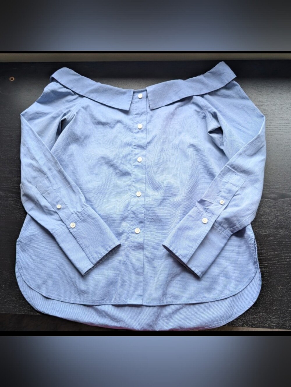 Club Monaco Cold Shoulder 100% Cotton Shirt in Blue